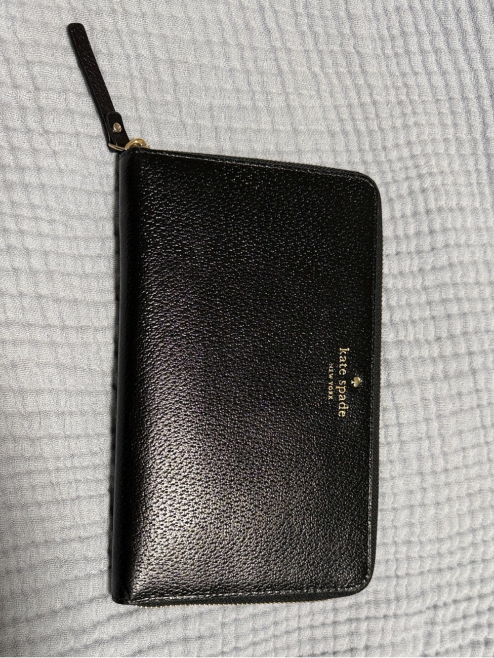 kate spade black zip-around leather wallet